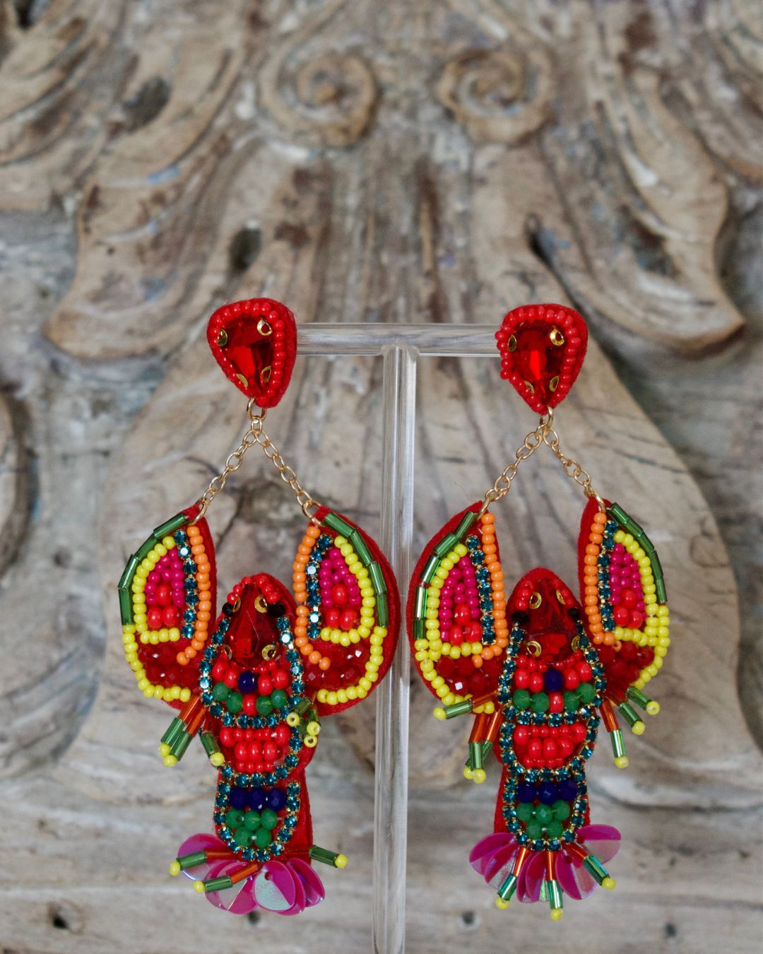 Beaded Lobster Earrings