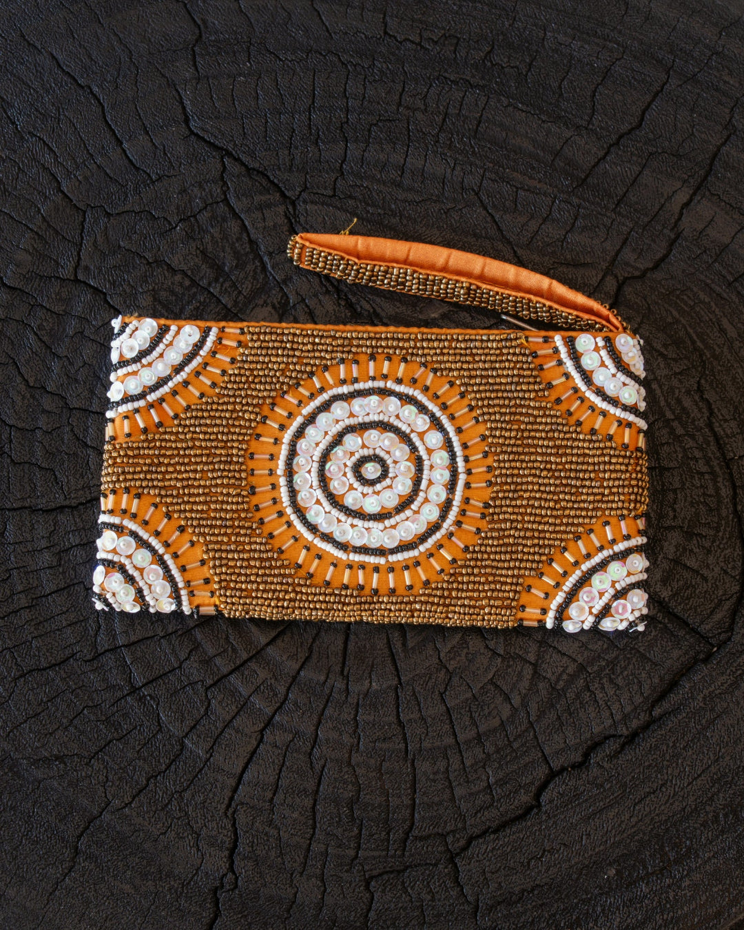 Soleil Mini Beaded Clutch Orange