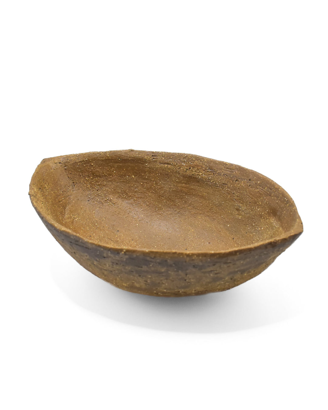 Brown ceramic bowl on a white background