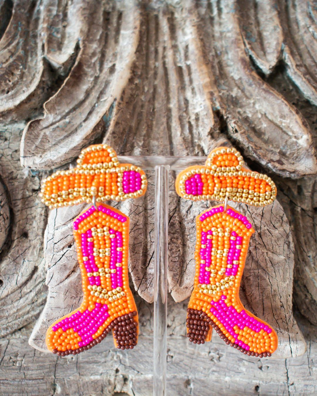 Beaded Cowboy Boot Earrings