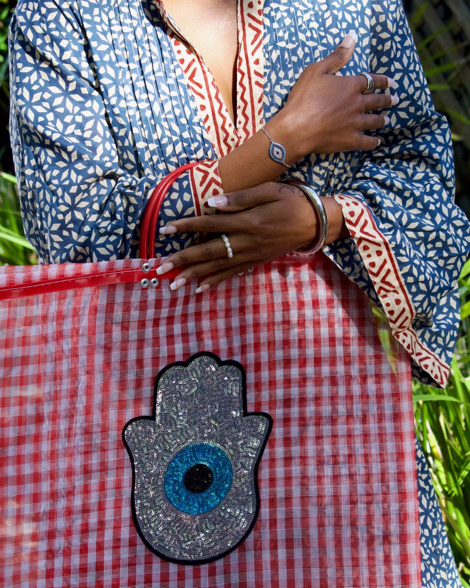 Hamsa Mesh Tote Bag