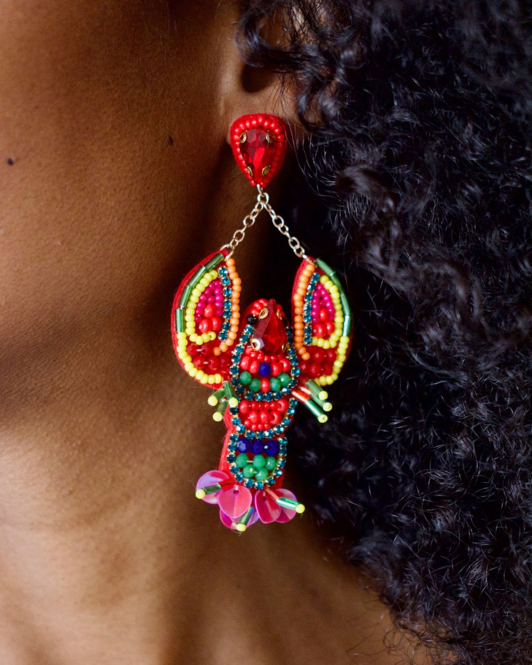 Beaded Lobster Earrings